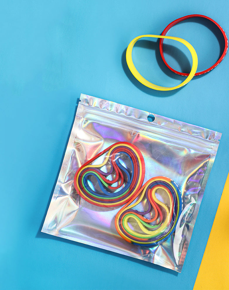 Custom Size 4x7.1" Iridescent Resealable Plastic Bags Clear Window Zipper Bag Zip lock Storage Pouch