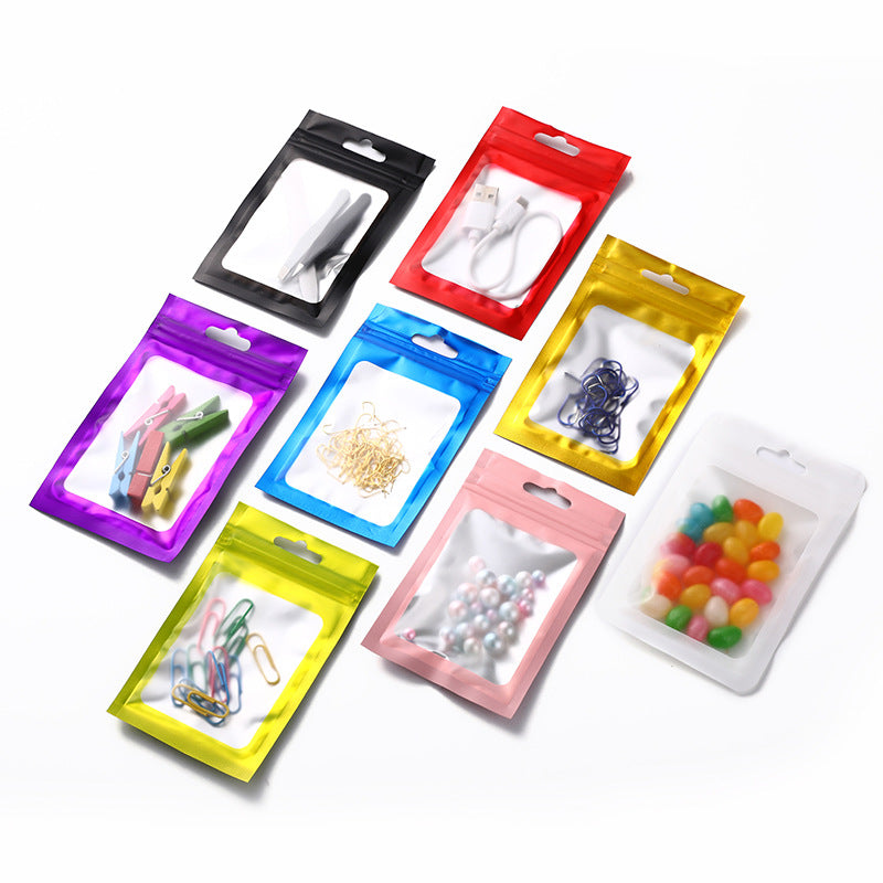 Custom Size 4x7.1" Colorful Resealable Plastic Bags Clear Window Zipper Bag Zip lock Storage Pouch