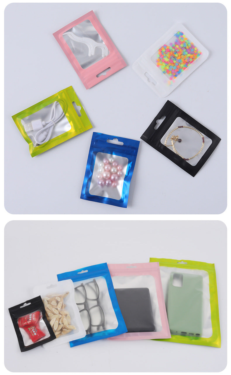 Custom Size 4x7.1" Colorful Resealable Plastic Bags Clear Window Zipper Bag Zip lock Storage Pouch