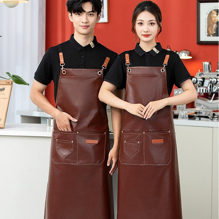 PU Leather Apron Bib for Kitchen Crafting BBQ Outdoors