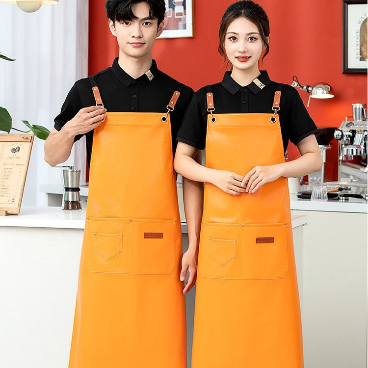 PU Leather Apron Bib for Kitchen Crafting BBQ Outdoors