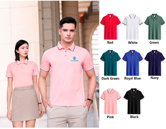 Unisex Regular-fit Short-Sleeve Combed Cotton Lapel Polo Shirt