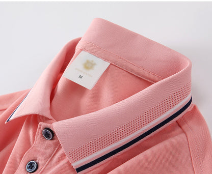 Unisex Regular-fit Short-Sleeve Combed Cotton Lapel Polo Shirt