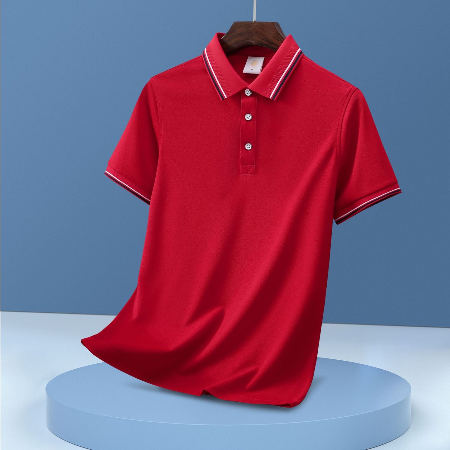 Unisex Regular-fit Short-Sleeve Combed Cotton Lapel Polo Shirt