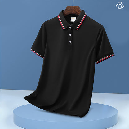 Unisex Regular-fit Short-Sleeve Combed Cotton Lapel Polo Shirt