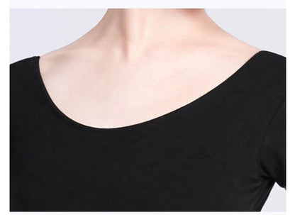 Women's Round Neck Dance & Gym & Ballet Leotard Bodysuit - Short Sleeve