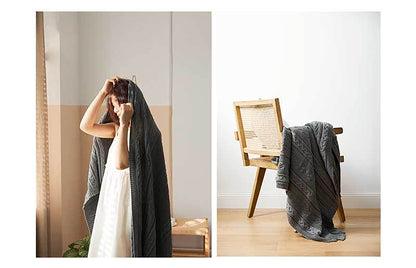 Knitted Blanket Scarf Pashmina Shawls Wraps, Autumn Winter Twin Blanket For Sofa, Bed, Picnic, Couch