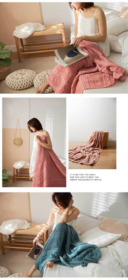 Knitted Blanket Scarf Pashmina Shawls Wraps, Autumn Winter Twin Blanket For Sofa, Bed, Picnic, Couch