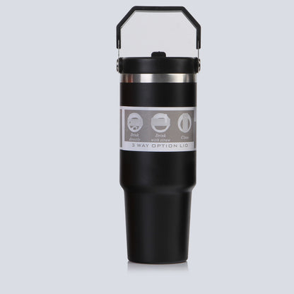 30 Oz /900ml Insulated Water Bottle Tumbler Cup W/Flip Straw and Handle Loop