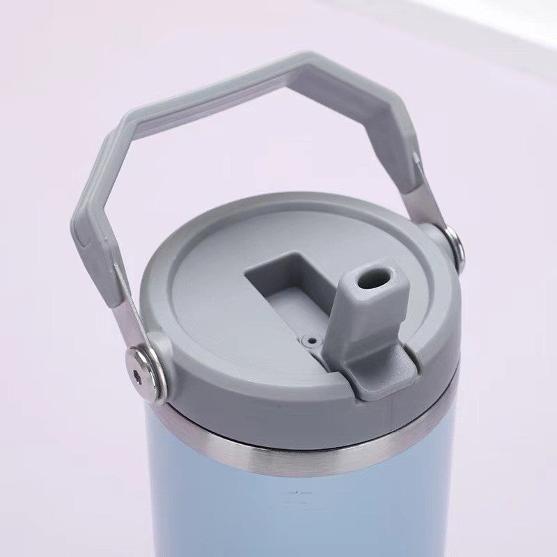 30 Oz /900ml Insulated Water Bottle Tumbler Cup W/Flip Straw and Handle Loop