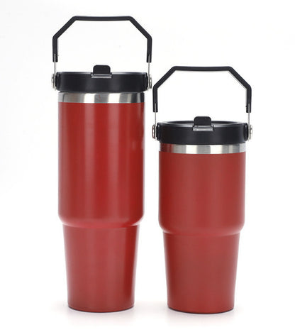 30 Oz /900ml Insulated Water Bottle Tumbler Cup W/Flip Straw and Handle Loop