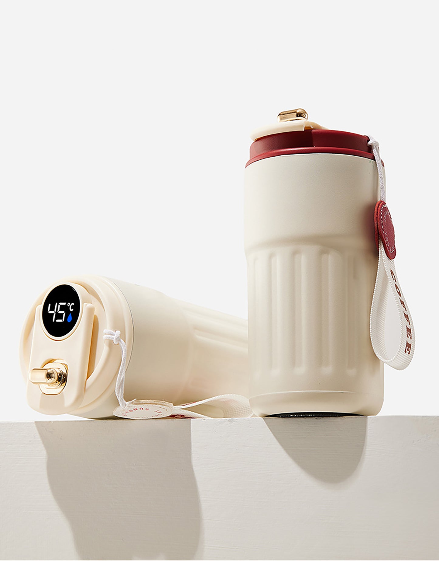 15 Oz/450ml Smart LED Coffee Cup Insulated Water Bottle Tumbler Cup W/ Digital Temperature Display