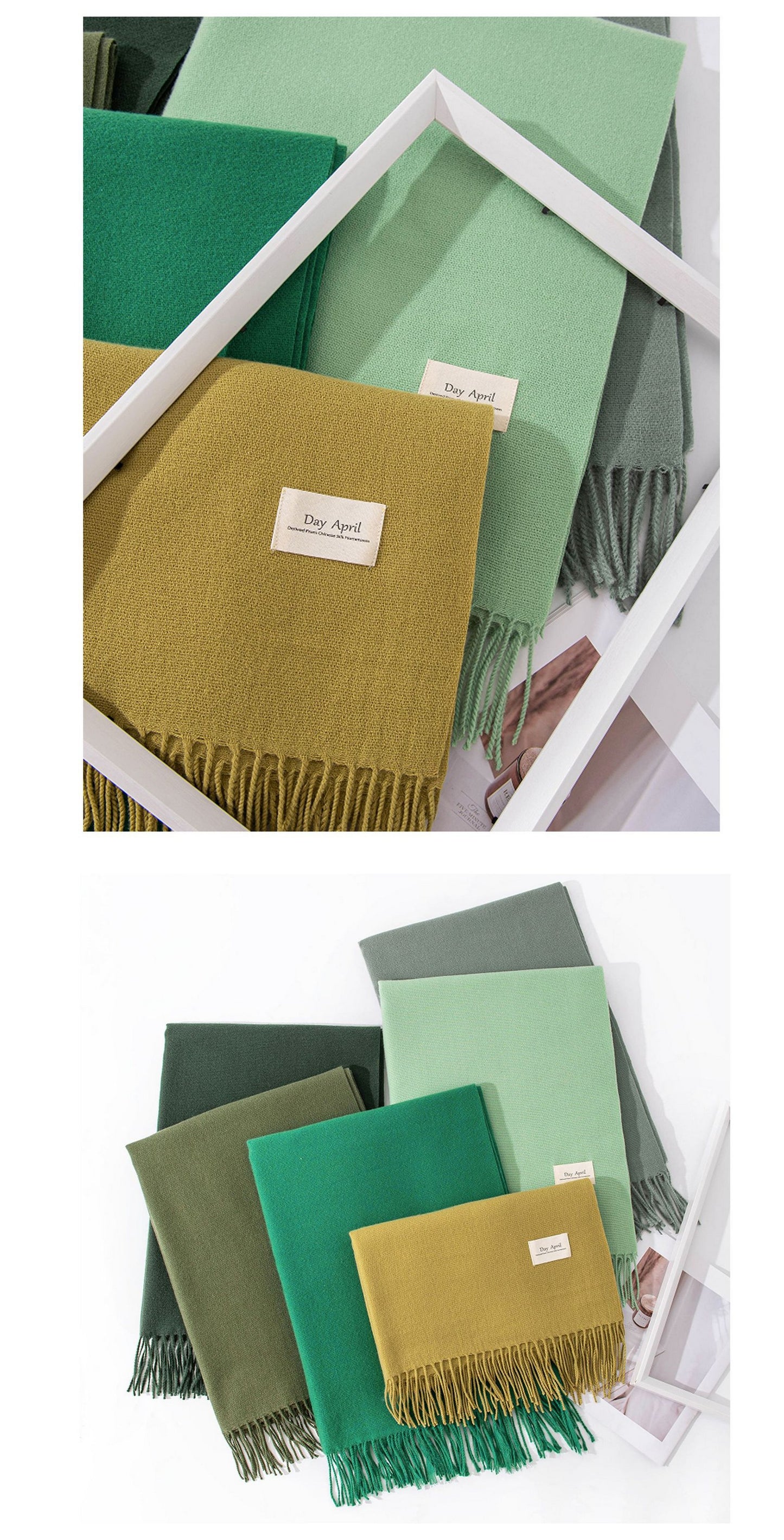 79'' Imitation Cashmere Scarf Pashmina Shawls Wraps, Autumn Winter Scarf Fringed Scarf - Woven Label