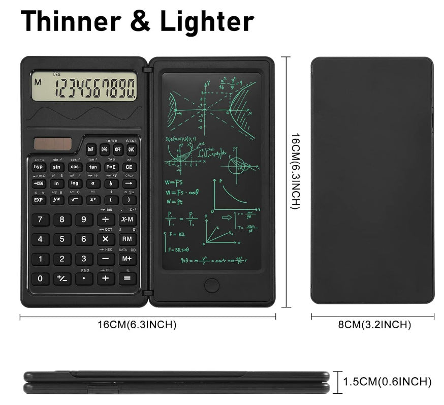 Intelligent Folding Portable Scientific Function Counter Solar Calculator with LCD Writing Notepad