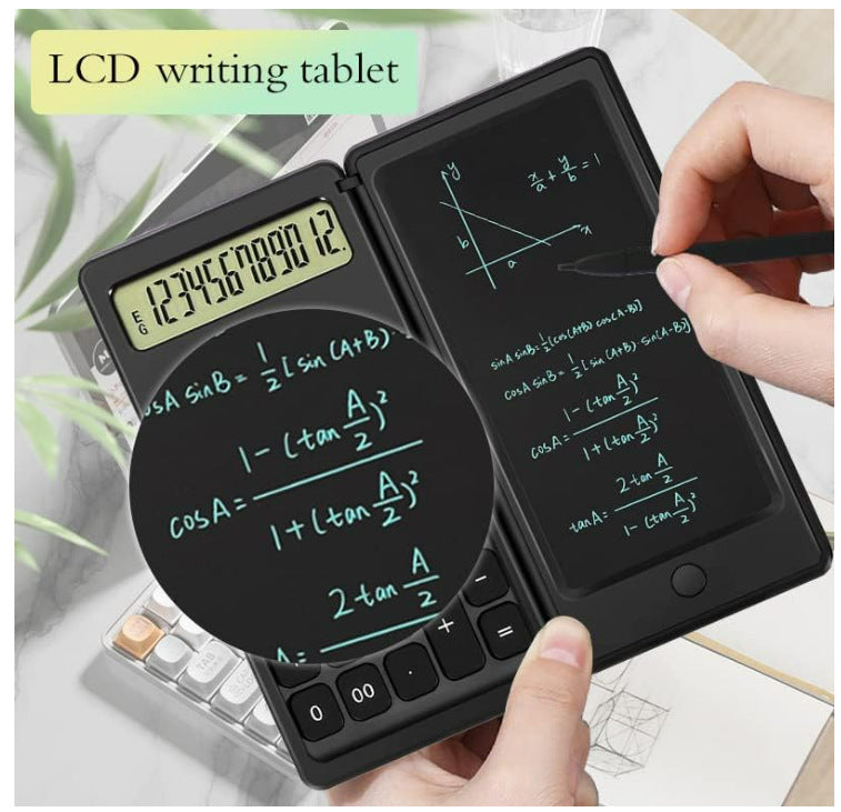 Intelligent Folding Portable Scientific Function Counter Solar Calculator with LCD Writing Notepad