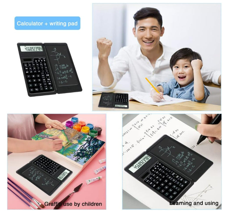Intelligent Folding Portable Scientific Function Counter Solar Calculator with LCD Writing Notepad