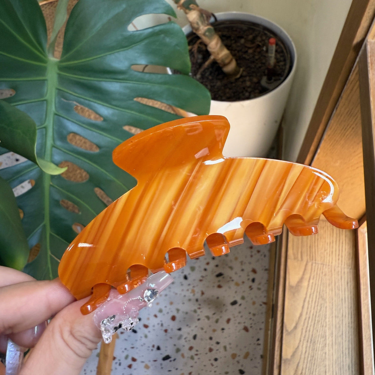 4" Wavy Cellulose Acetate Hair Claw Clips Hair Clips Hairpin Head Accessories