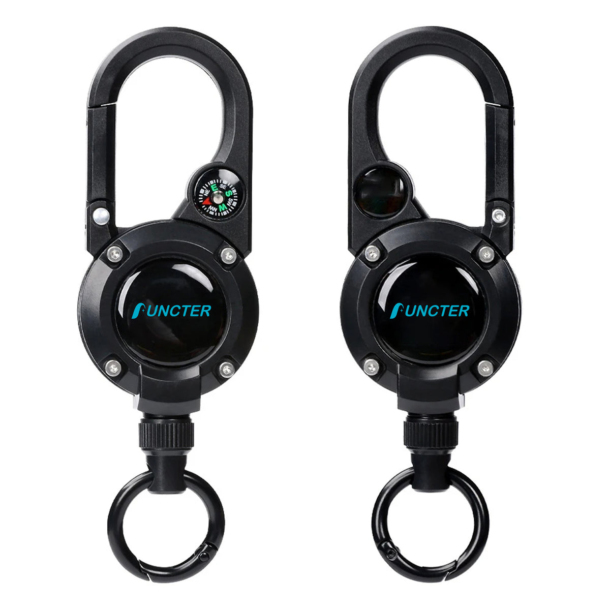 Outdoor Retractable Heavy Duty Badge Reel Key Holder w/ Compass