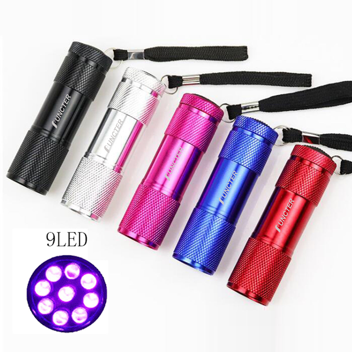 9 LED Mini Black Light UV Flashlight