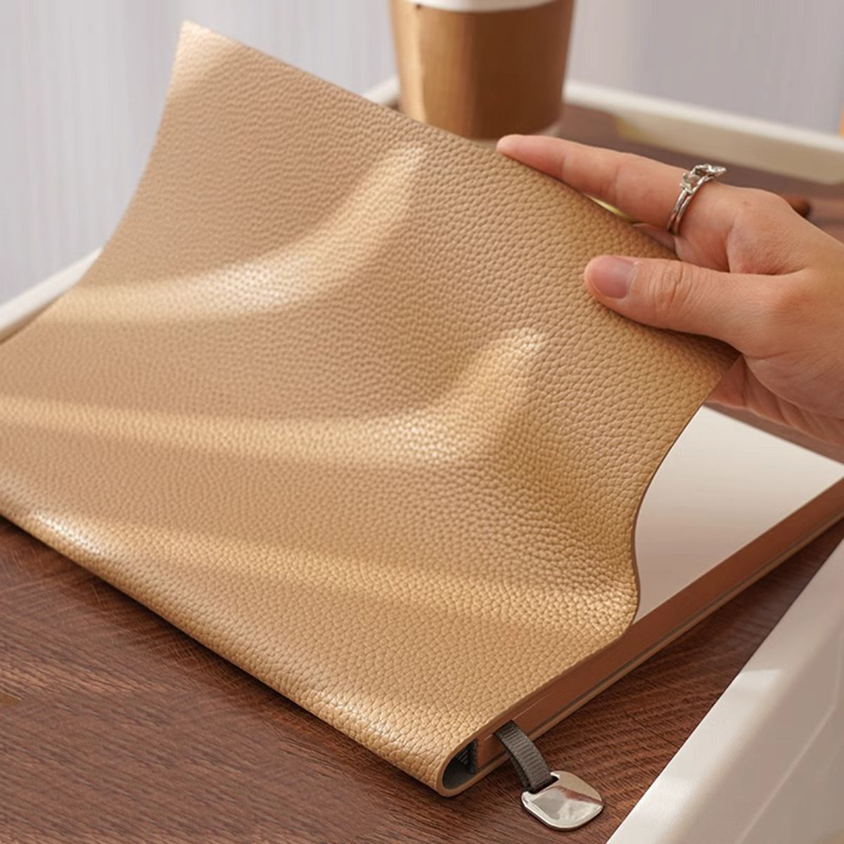 B5 PU Leather Soft Cover Notebook Lined Diary Notebook w/ Pen Holder
