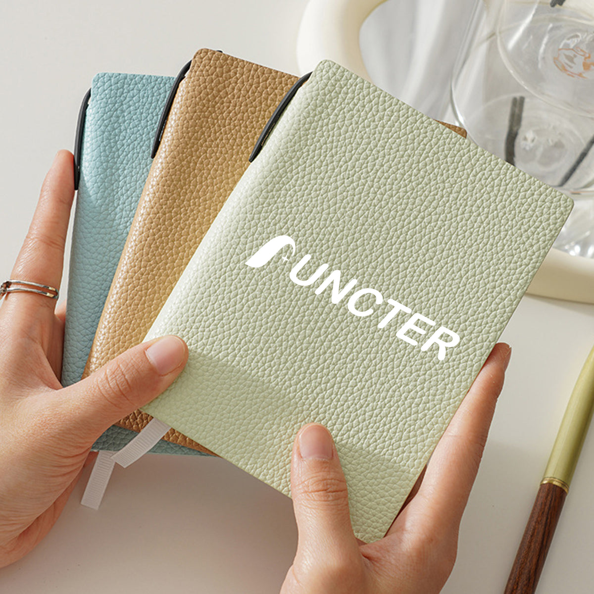 A6 PU Pocket Notebook Mini Note pads w/ Pen Holder