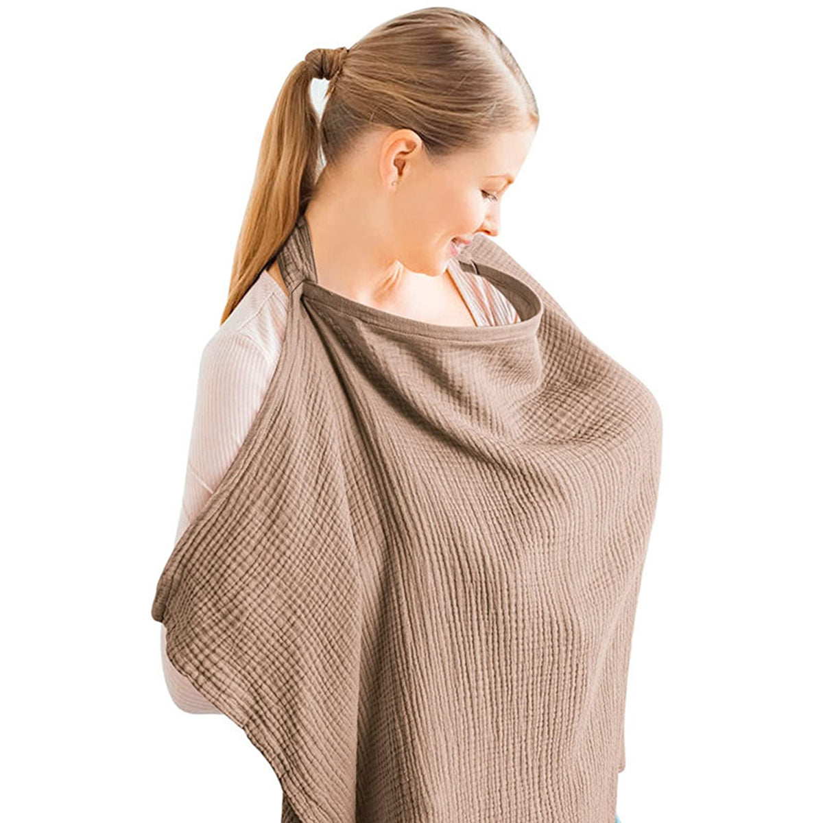 Nursing Cover for Baby Breastfeeding, Breathable Privacy Nursing Covers with Arch Neckline for Mom