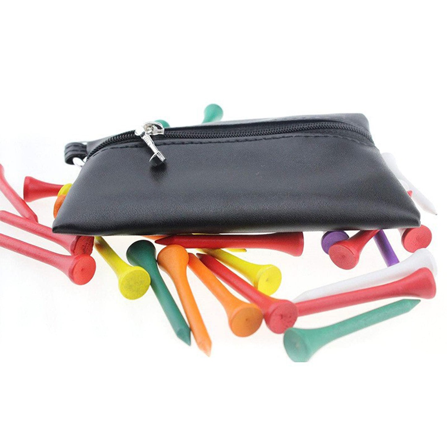 Mini Golf Tee Pouch Bag, Golf Ball Tee Storage Bag Leather Golf Tees Pocket with Zipper