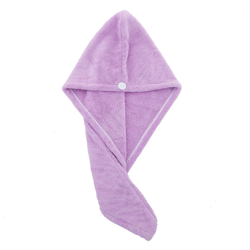 Microfiber Hair Towel Warp Super Absorbent Hair Shower Cap with Button Quick Dry Towel