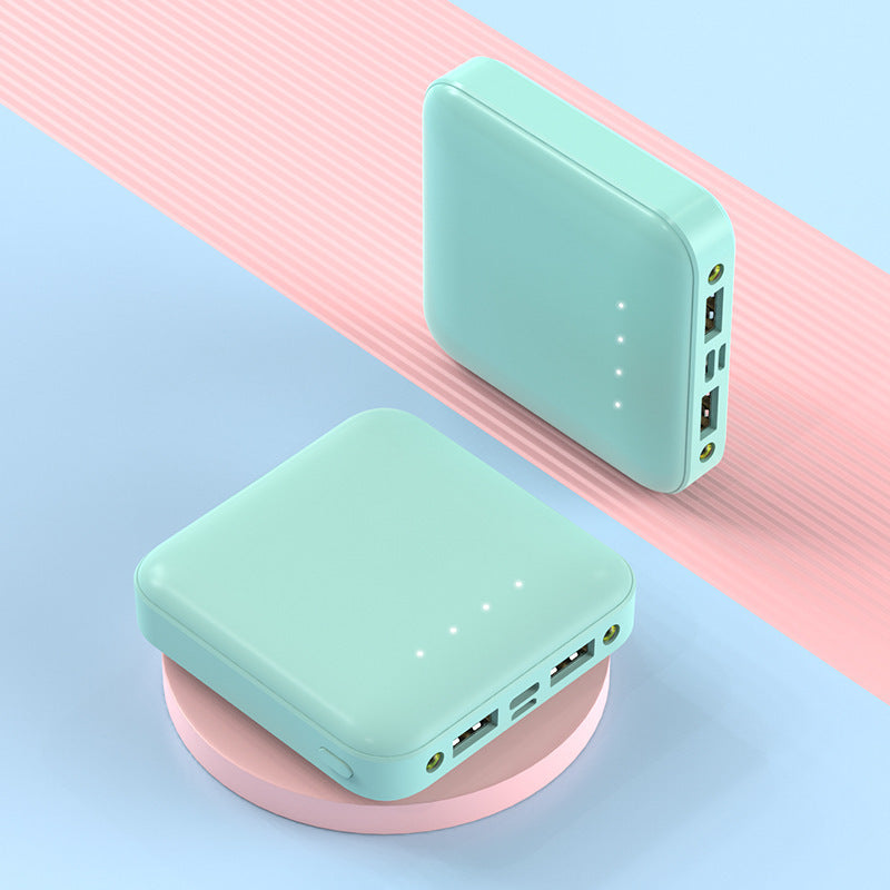 PU Surface Square Power Bank 10,000 mAh W/ Two LED Lights