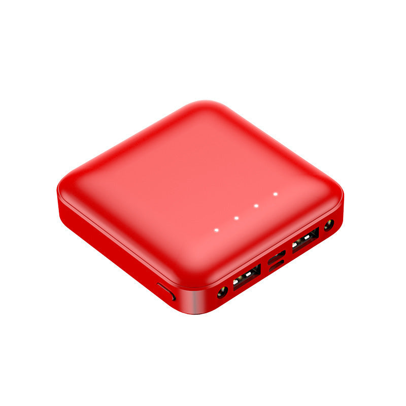 PU Surface Square Power Bank 10,000 mAh W/ Two LED Lights