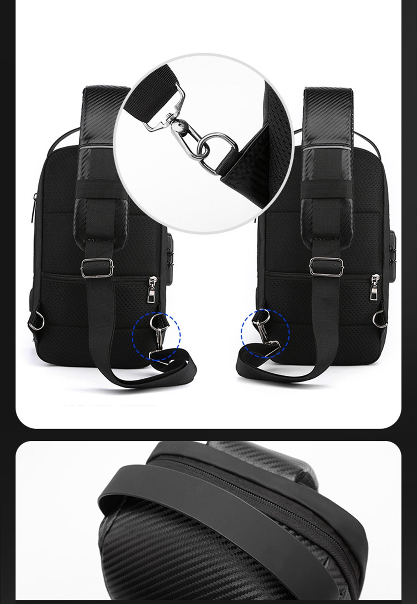 Anti-Theft Chest Bag Sling Backpack W/ Password Lock
