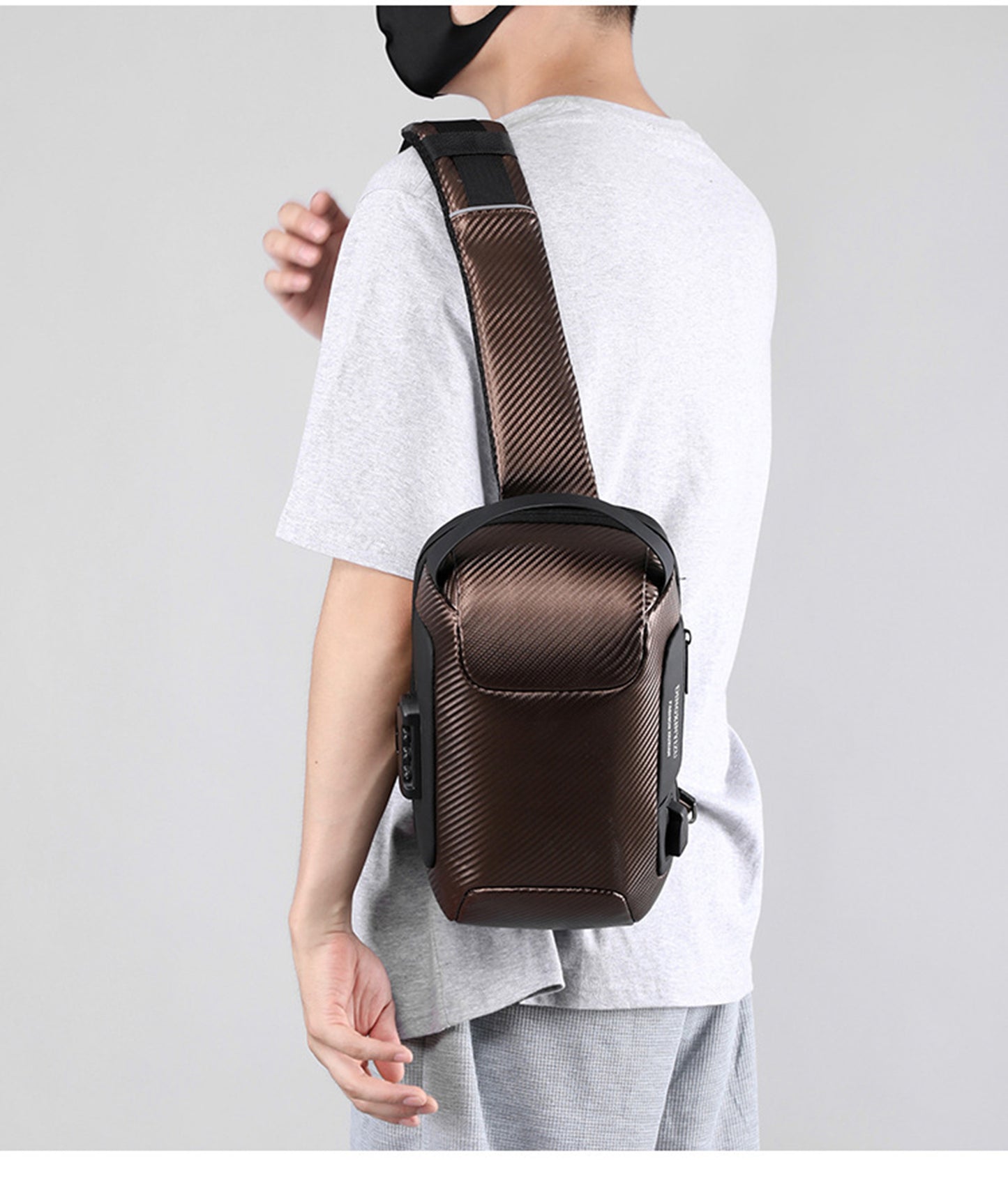 Anti-Theft Chest Bag Sling Backpack W/ Password Lock