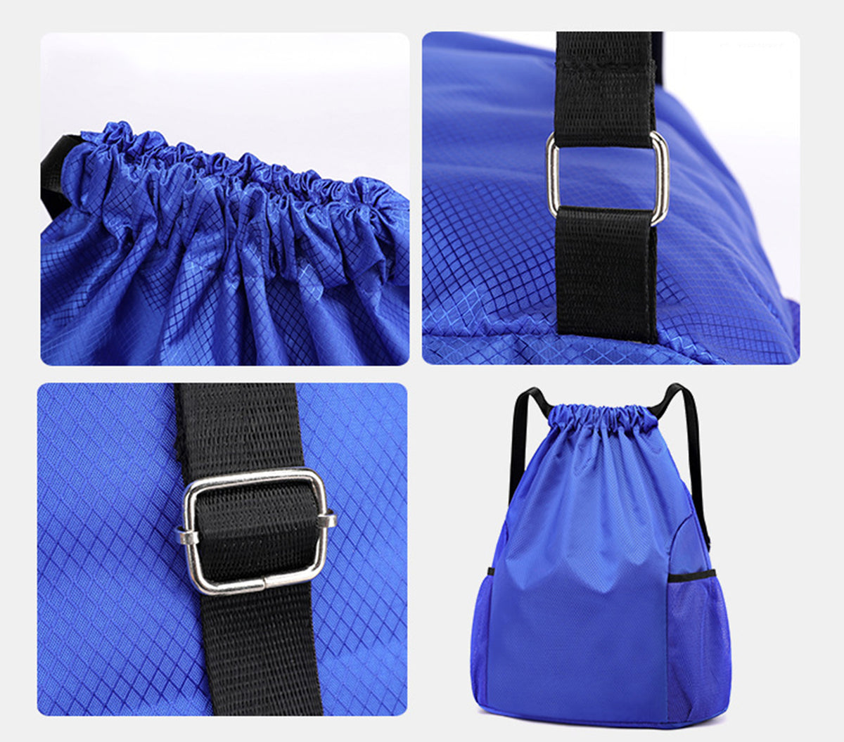 17 x 12" Light Weight Large Capacity Drawstring Sports Backpack W/Mesh Side Pockets