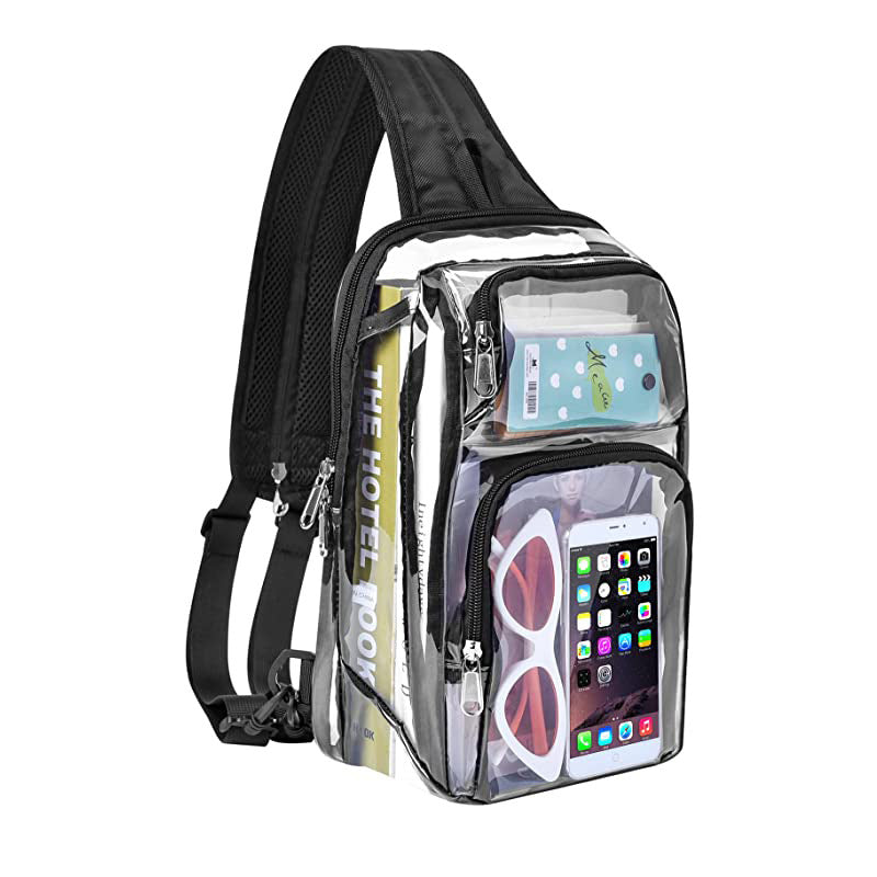 Transparent PVC Sports Backpack Stadium Bag Shoulder Bag Adjustable Shoulder Bag Travel Storage Bag