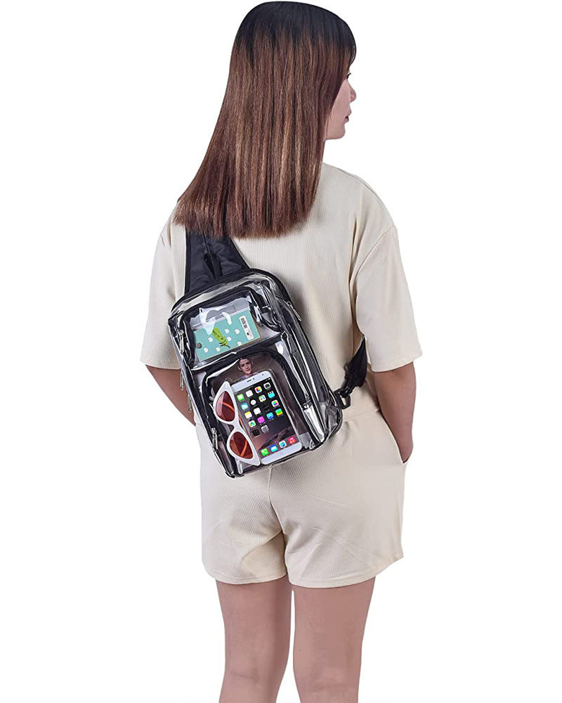 Transparent PVC Sports Backpack Stadium Bag Shoulder Bag Adjustable Shoulder Bag Travel Storage Bag