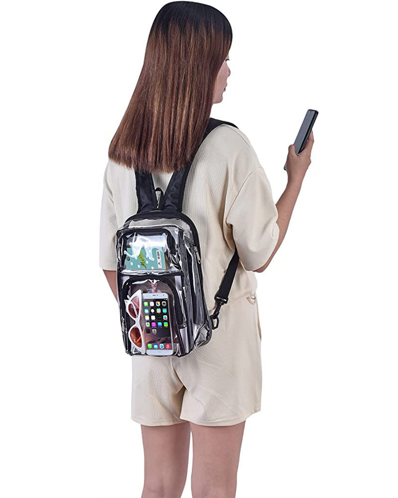 Transparent PVC Sports Backpack Stadium Bag Shoulder Bag Adjustable Shoulder Bag Travel Storage Bag