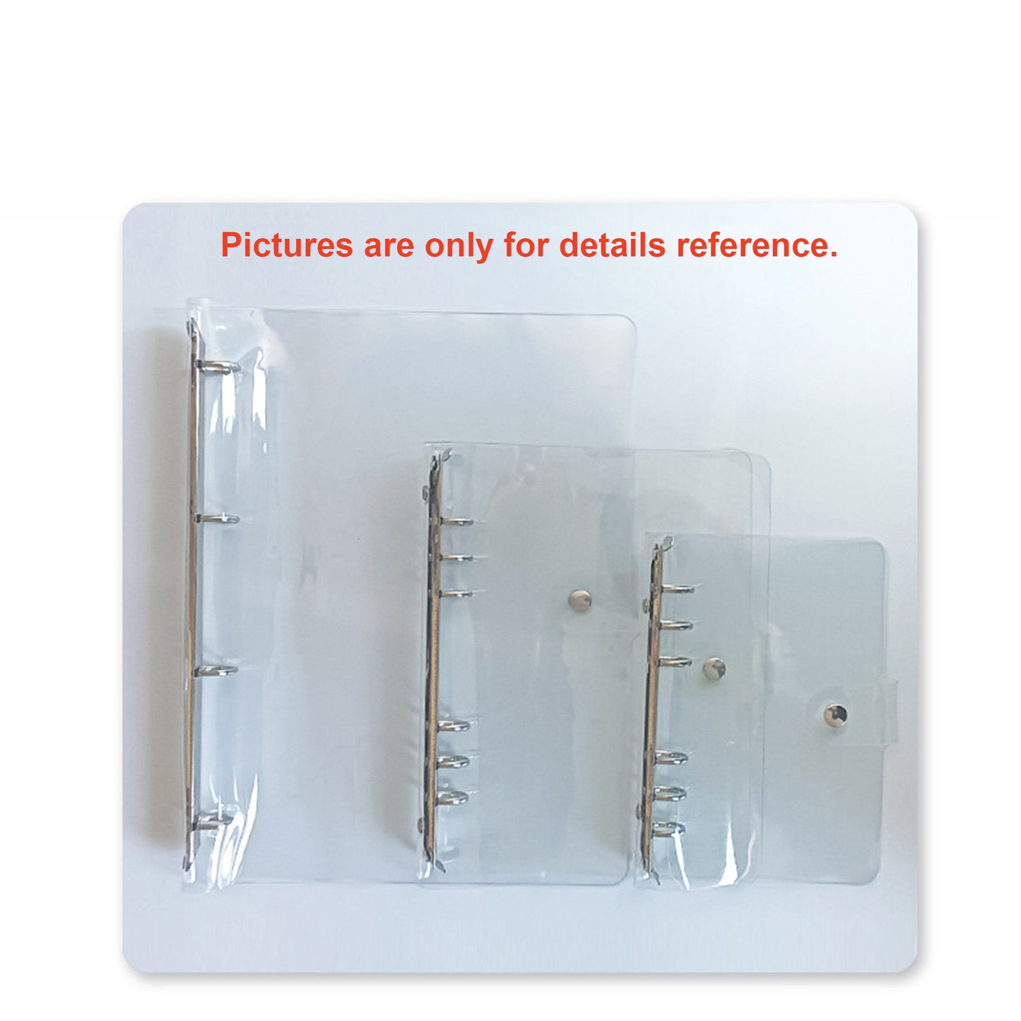 A5 Clear Soft PVC Round Ring Binders, 6-Ring Binder Cover with Snap Button Closure