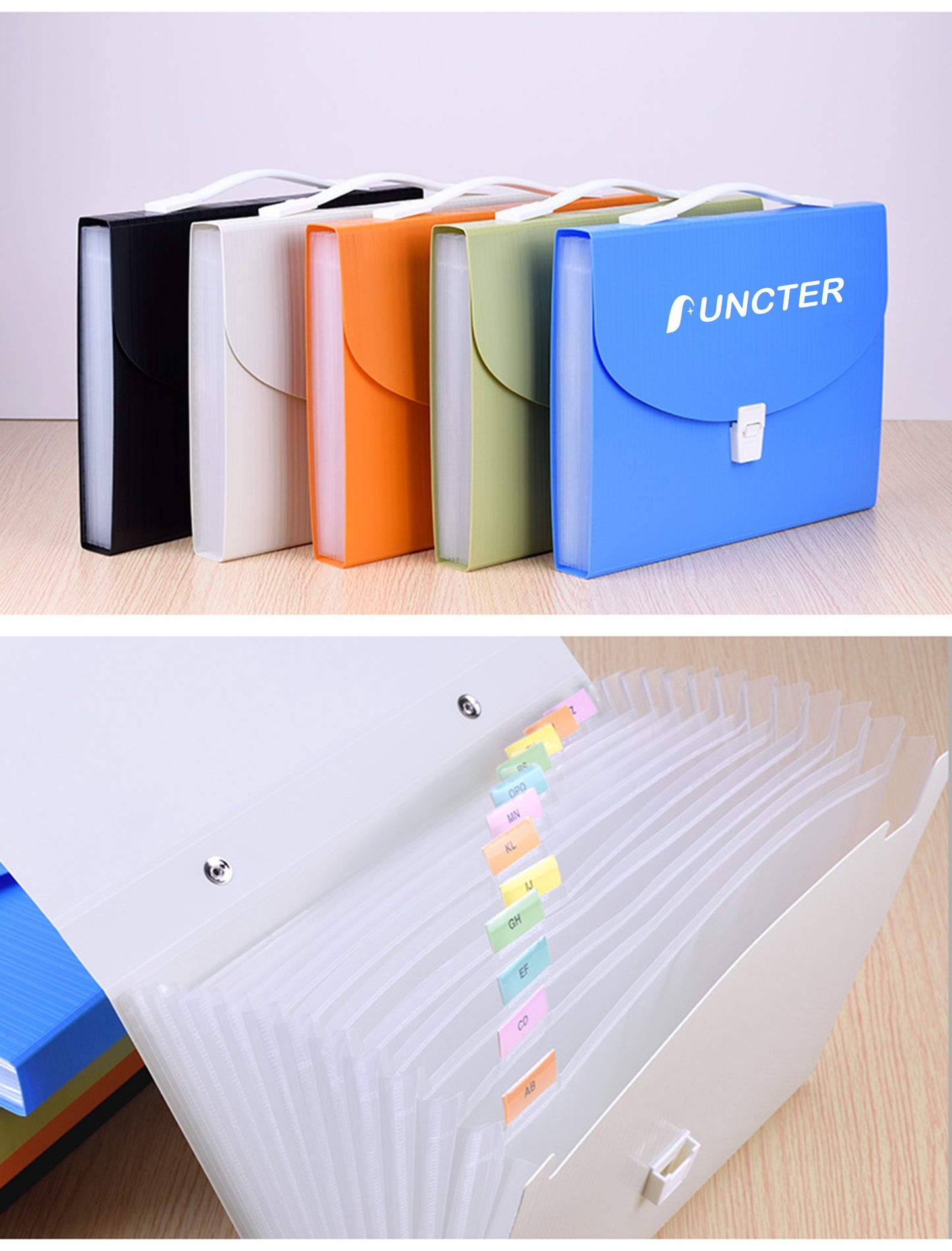 Portable 13 Pockets Expanding File Folder Accordion Document Organizer Letter A4 Paper Size Storage