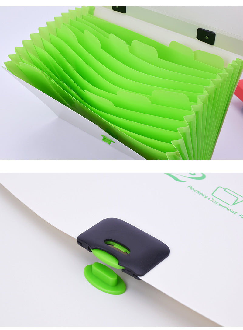 Portable 12 Pockets Expanding File Folder Accordion Document Organizer Letter A4 Paper Size Storage