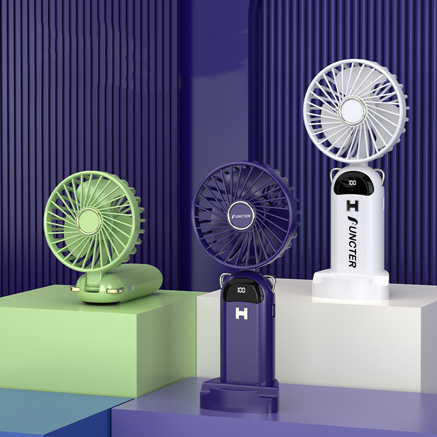 Mini Handheld Fan, Portable Personal Fan Hanging Neck Fan W/5 Speed Adjustable Fan