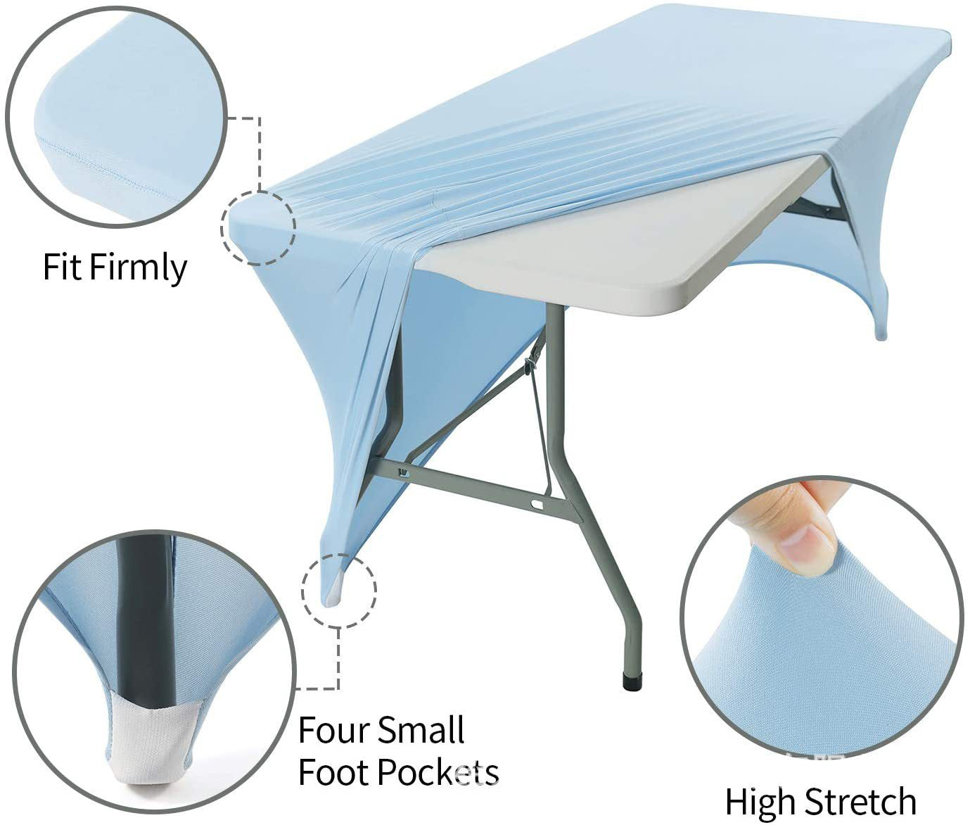 4' Spandex Table Cover Fitted Rectangular Table Stretchable Fabric