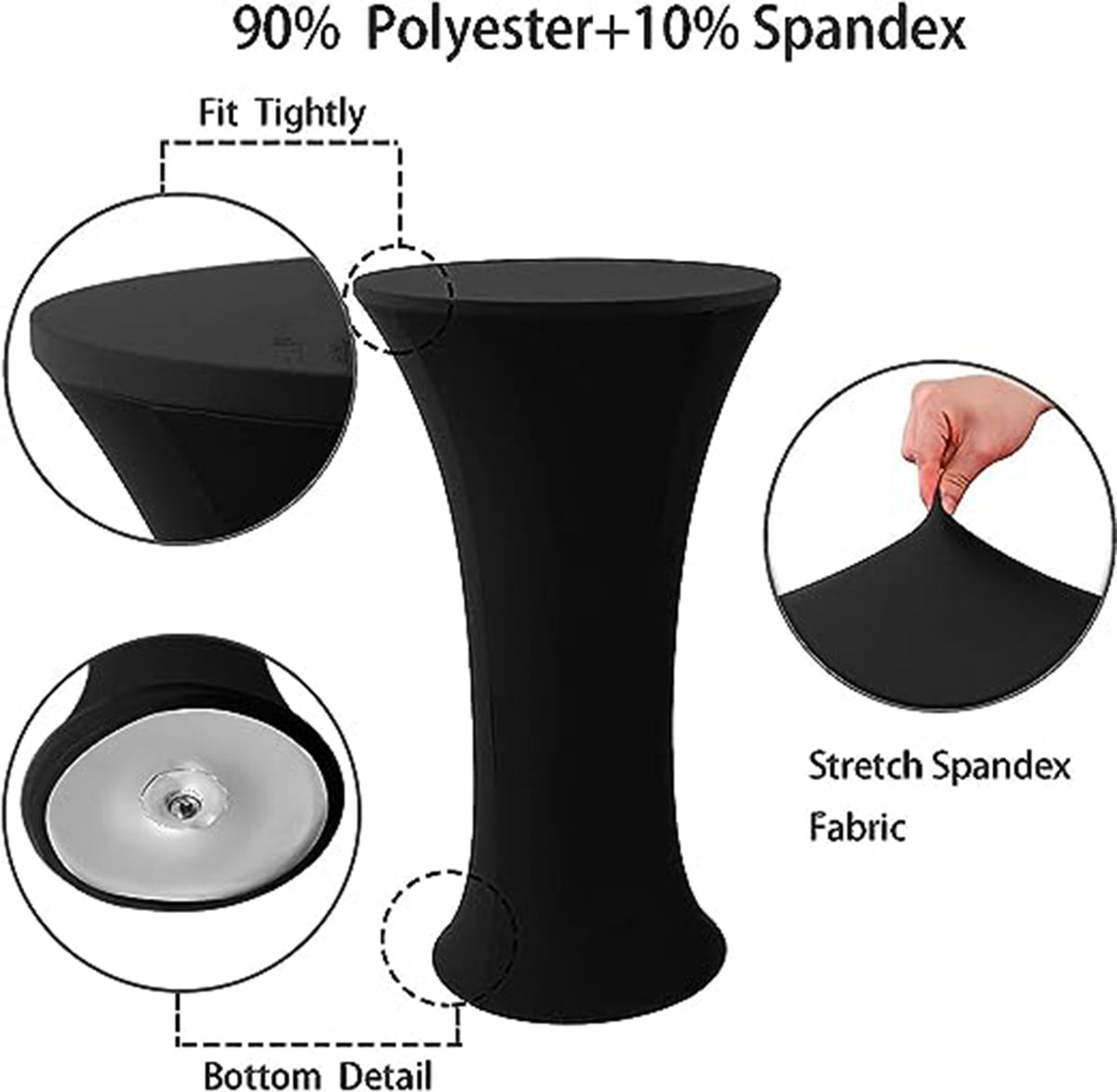 23 x 43" Spandex Cocktail Table Cover, Custom Printed Table Cover With Round Plate