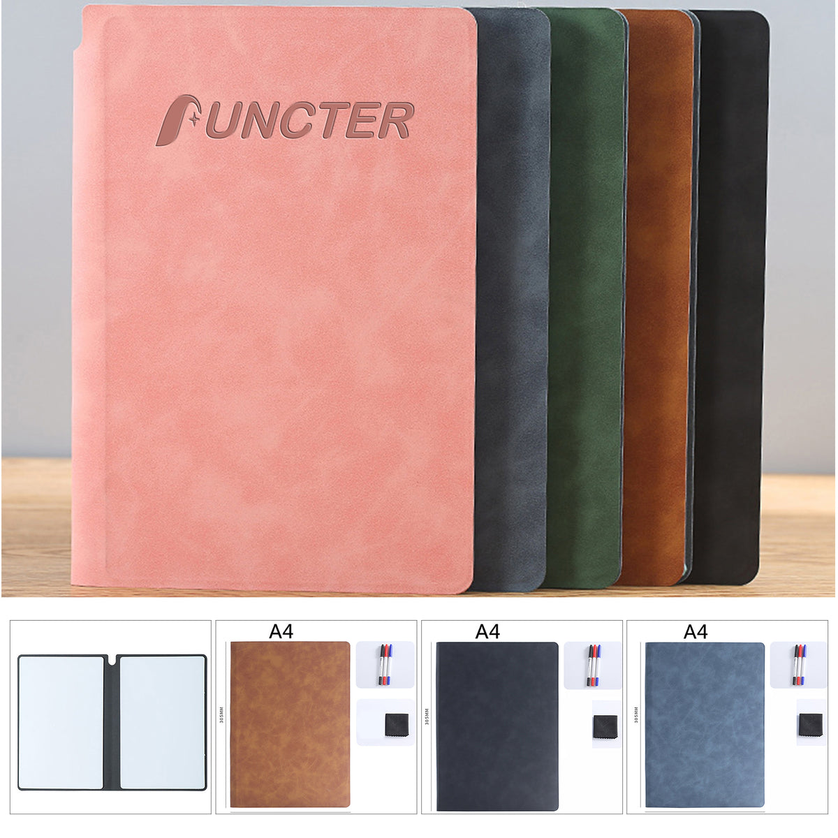 A4 Whiteboard Notebook, Portable Dry Erase White Board, Erasable Reusable with 3 Color Markers