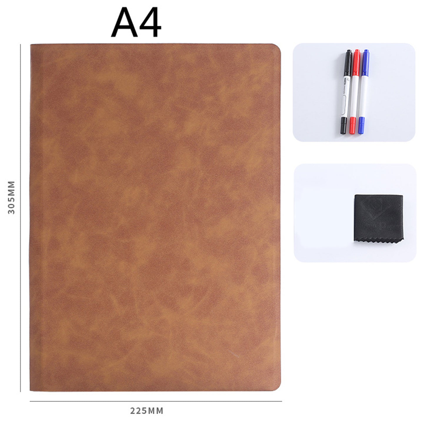 A4 Whiteboard Notebook, Portable Dry Erase White Board, Erasable Reusable with 3 Color Markers