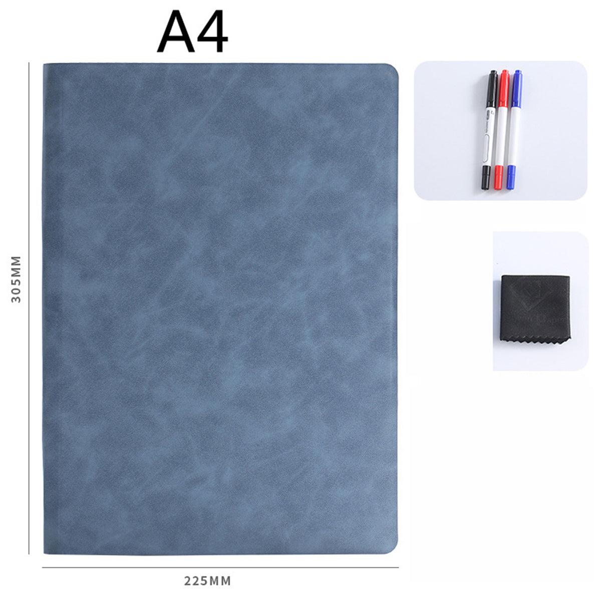 A4 Whiteboard Notebook, Portable Dry Erase White Board, Erasable Reusable with 3 Color Markers