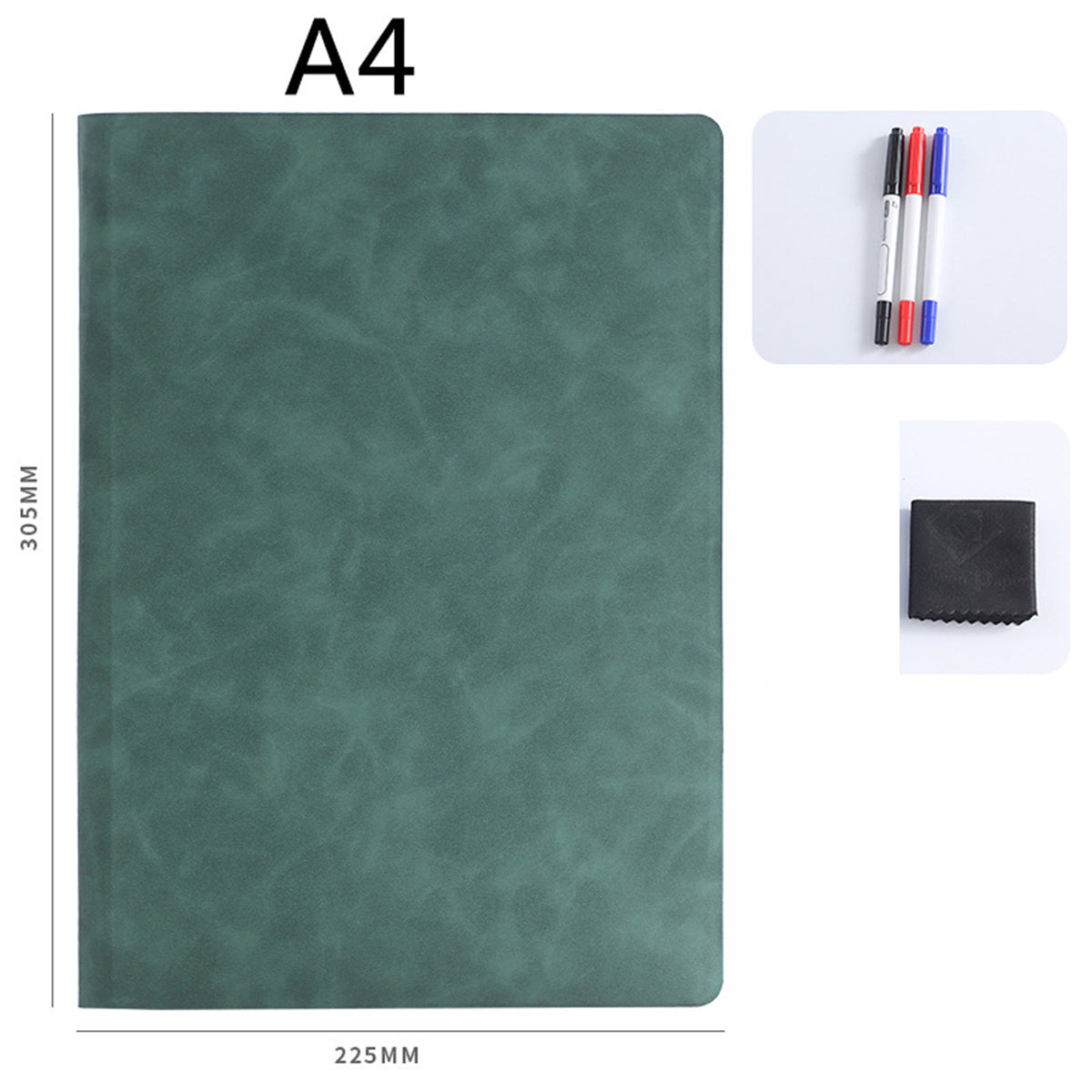 A4 Whiteboard Notebook, Portable Dry Erase White Board, Erasable Reusable with 3 Color Markers