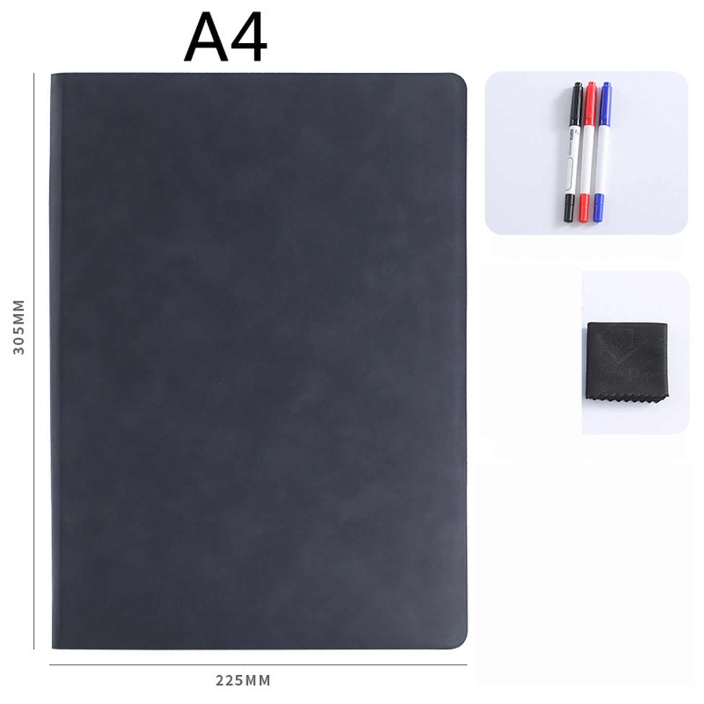 A4 Whiteboard Notebook, Portable Dry Erase White Board, Erasable Reusable with 3 Color Markers