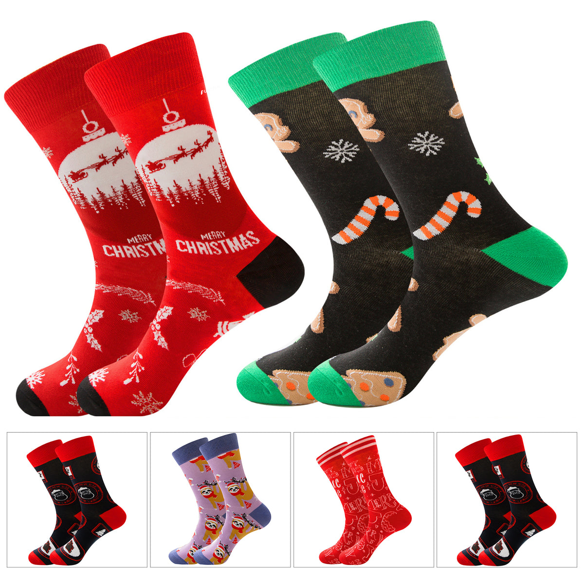 Full Printing Knit Cotton Crew Business Socks & Dress Socks