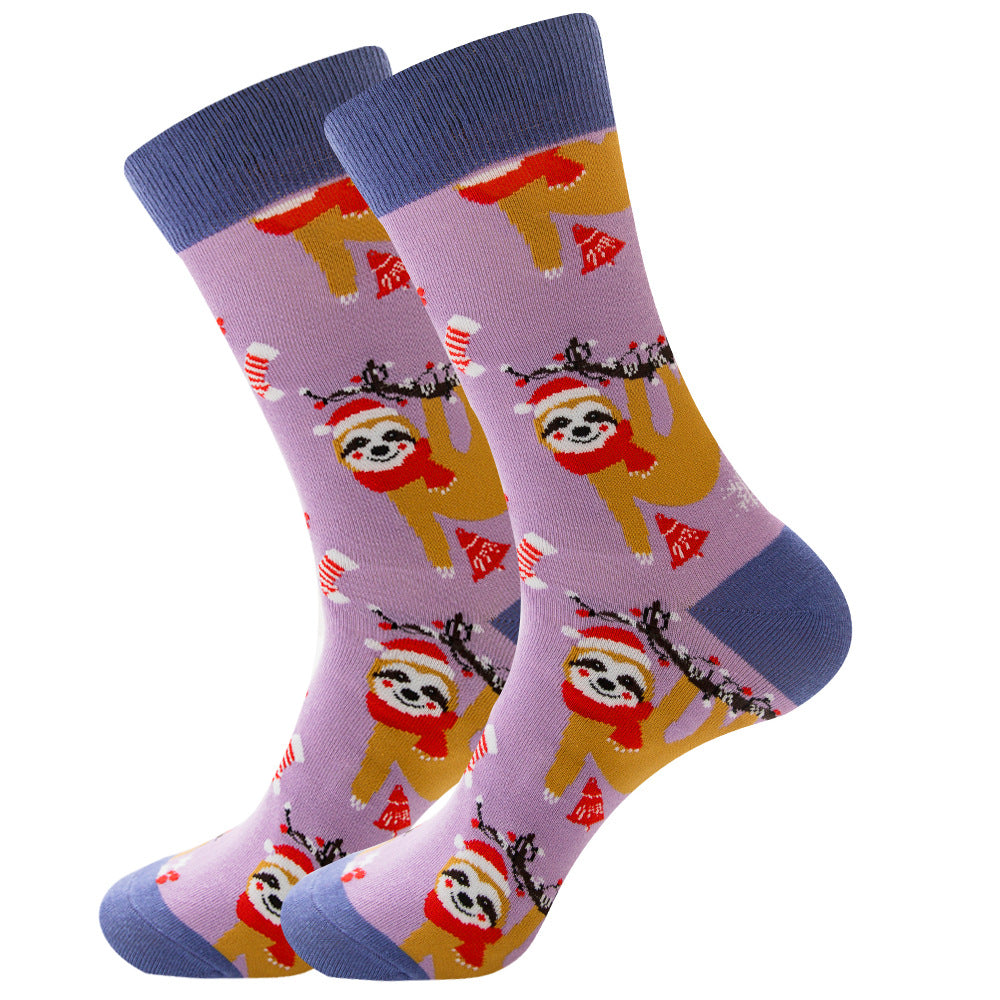 Full Printing Knit Cotton Crew Business Socks & Dress Socks