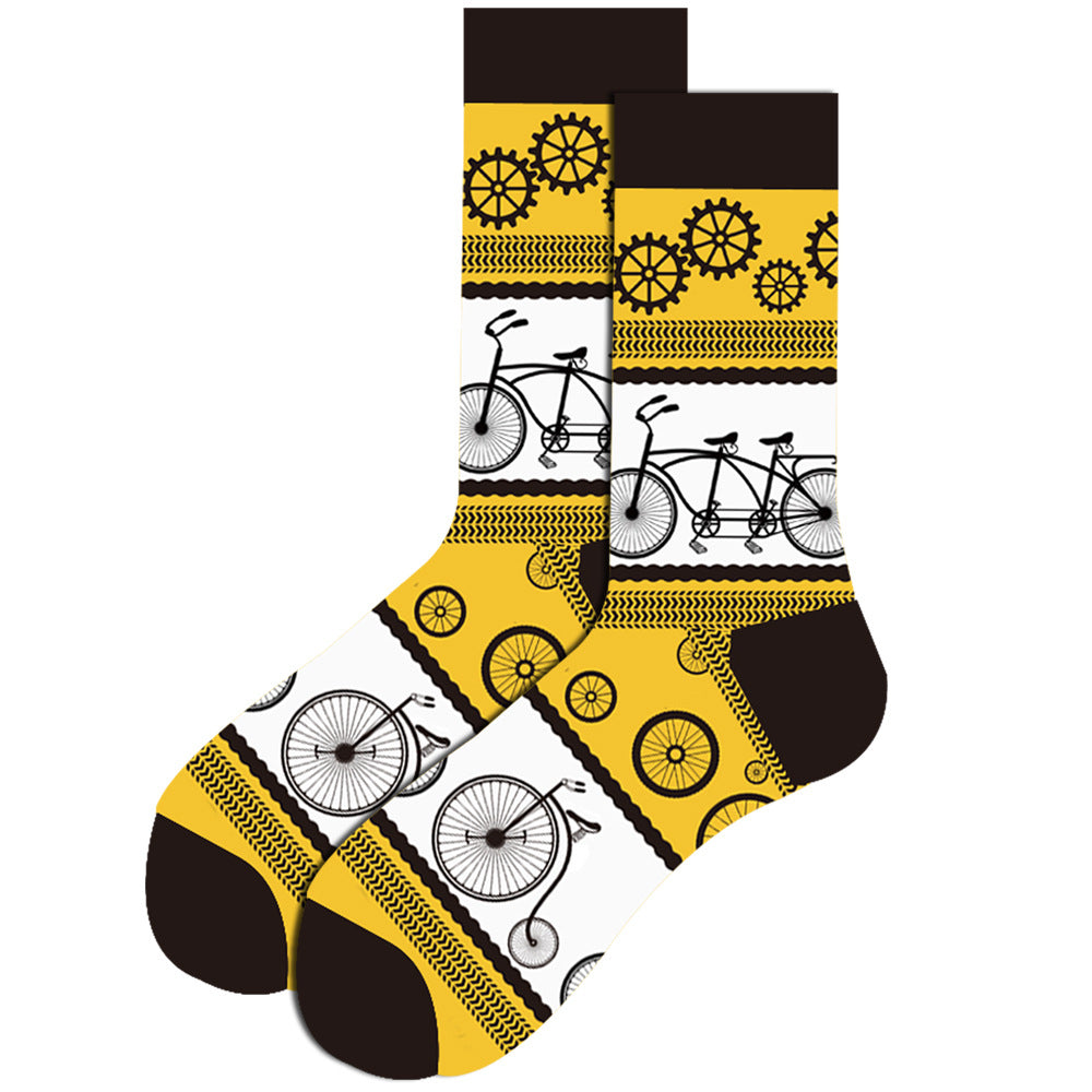 Full Printing Knit Cotton Crew Business Socks & Dress Socks